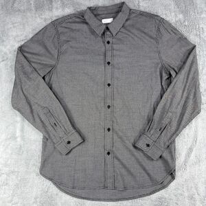 7 For All Mankind Shirt Men's Large Black White Houndstooth Collared Button-Up